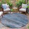 Homeroots 8' Pewter Navy Blue And Charcoal Round Abstract Washable Indoor Outdoor Area Rug 630845 - alternate 2