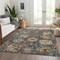 Homeroots 10' X 14' Navy Blue Terra Cotta And Beige Damask Washable Indoor Outdoor Area Rug 603748 - alternate 3