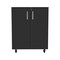 Homeroots 35in Black Wood Rolling Storage Cabinet With Two Doors 479950 - alternate 1