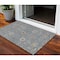 Homeroots 3' X 5' Denim Blue Ivory And Coral Floral Washable Indoor Outdoor Area Rug 604767 - alternate 1