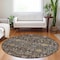 Homeroots 8' Chocolate Red And Gold Round Floral Washable Indoor Outdoor Area Rug 604643 - alternate 4