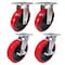 Hyw Products Heavy Duty Caster Set 8in Polyurethane on Plastic Wheels, 2 Rigid & 2 Swivel with Brake, 4PK 40-80R-A1-PU-2,40-80S-A1-PU-TB-2 - alternate 1