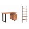 Homeroots 54" Brown Black Solid Wood and Metal Wall Mounted Writing Desk and Bookshelf Set w/ Three Drawers 634361 - alternate 1