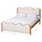 Baxton Studio Lilia Mid-Century Modern Scalloped Cream Boucle and Oak Brown Wood Queen Platform Bed 254-13899-ZORO - alternate 4