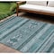 Homeroots 9' X 12' Teal Blue Ivory And Gray Southwestern Washable Indoor Outdoor Area Rug 582864 - alternate 1