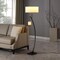 Homeroots 59" Matte Black Dual Arc Floor Lamp With White Drum Shade 523890 - alternate 3