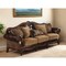 Homeroots 37" Brown Faux Leather and Chenille Sofa And Toss Pillows With Dark Brown Legs 348631 - alternate 3