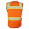 Dome75 Safety Vest, Polyester, Reinforced Front Zipper Closure Closure, HiVis Orange/HiVis Yellow Contrast OV6123 - alternate 2