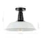 Jonathan Y Camila 14" 1-Light Classic Industrial Indoor/Outdoor Iron LED Semi Flush Mount, White/Black JYL7617A - alternate 3