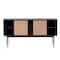Homeroots 59in Black And Natural Wood Two Drawer Sideboard with Two Sliding Doors 544712 - alternate 3