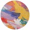 Homeroots 8' Gold Purple And Teal Blue Round Abstract Washable Indoor Outdoor Area Rug 611218 - alternate 3