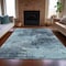 Homeroots 9' X 12' Teal Blue And Navy Blue Abstract Washable Indoor Outdoor Area Rug 630661 - alternate 2