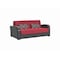 Homeroots 74" Red Chenille Sleeper Sofa And Toss Pillows With Brown Legs 607197 - alternate 1