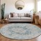 Homeroots 8' Blue Round Floral Medallion Washable Indoor Outdoor Area Rug 607898 - alternate 3