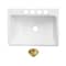Kingston Brass 36" Cast Iron Single Bowl Undermount Kitchen Sink, 4-Hole with Strainer, White/Brushed Brass KGCKUS3622117 - alternate 1