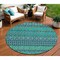 Homeroots 8' Teal Blue And Navy Blue Round Quatrefoil Washable Indoor Outdoor Area Rug 583254 - alternate 1