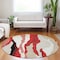 Homeroots 8' Red Black And Beige Round Abstract Washable Indoor Outdoor Area Rug 600998 - alternate 3