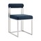 Homeroots Set of Two Blue And Silver Upholstered Polyester Open Back Dining Side Chairs 569419 - alternate 1