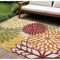 Homeroots 6' X 9' Red Yellow Green Orange And Ivory Floral Indoor Outdoor Area Rug 546684 - alternate 2