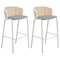 Leisuremod Ervilla Wicker Bar Stool with Fabric Seat and White Powder Coated Steel Frame, Grey, 2PK EBW-31GR2 - alternate 1