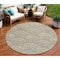 Homeroots 8' Taupe Fern Green And Ivory Round Geometric Washable Indoor Outdoor Area Rug 615244 - alternate 1