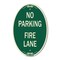 Signmission No Parking Fire Lane with Striped Border, 12 In X 18 In Architectural Oval, Heavy Gauge Aluminum A-OV-G-1218-23623 - alternate 1