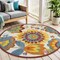Homeroots 5' Ivory Blue Orange Red And Yellow Round Floral Indoor Outdoor Area Rug 546843 - alternate 6