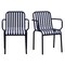Homeroots Set of Two Dark Blue Steel Open Back Dining Arm Chairs 653939 - alternate 6