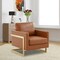 Leisuremod Lincoln Leather Accent Armchair with Gold Frame, Cognac Tan LA31BR-L - alternate 4