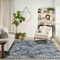Homeroots 8' X 10' Navy Blue Sky Blue And Ivory Palm Leaf Indoor Outdoor Area Rug 550242 - alternate 3