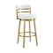Homeroots 26" White and Gold Faux Leather and Stainless Steel Low Back Counter Height Swivel Bar Chair 569168 - alternate 4