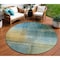 Homeroots 8' Blue Gold And Green Round Abstract Washable Indoor Outdoor Area Rug 603631 - alternate 1