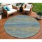 Homeroots 8' Denim Blue Round Striped Washable Indoor Outdoor Area Rug 608469 - alternate 1