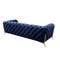 Homeroots 97" Blue Velvet Sofa With Gold Legs 480927 - alternate 2