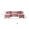 Homeroots Pink Velvet U Shaped Three Piece Sofa and Chaise Sectional With Toss Pillows 643893 - alternate 2