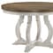Homeroots 48" Walnut and Antiqued White Wood Pedestal Base Round Top Dining Table 631287 - alternate 3