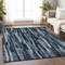 Homeroots 8' X 10' Blue Black And Gray Striped Washable Indoor Outdoor Area Rug 603218 - alternate 5