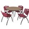 Regency Round Kahlo Breakroom Table W/ 4 M Stack Chairs, 48 in W, 48 in L, Noble Oak TPL48RNDNOCM47BY - alternate 1