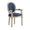 Homeroots Tufted Navy Blue and Brown Upholstered Linen Dining Arm Chair 535373 - alternate 5