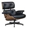 Homeroots 27" Black and Light Brown Tufted Genuine Leather Swivel Lounge Chair With Ottoman 636224 - alternate 3