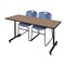Regency Kobe T-Base Training Seminar Table W/ 2 Zeng Stack Chairs, 72 in W, 24 in L, Noble Oak MKTRCT7224NO44BE - alternate 1