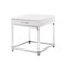 Homeroots 24" Silver Metallic And White Square End Table With Drawer 544061 - alternate 1
