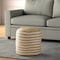 Homeroots 18" Natural And White Jute Blend Cylinder Striped Pouf Ottoman 551558 - alternate 1