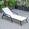 Leisuremod Marlin Patio Chaise Lounge Chair with Armrests in Black Aluminum Frame, White MLABL-77W - alternate 4