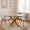 Homeroots 54" Clear and Gold Glass and Metal Cross Leg Base Round Top Dining Table 555133 - alternate 2