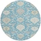 Homeroots 8' Teal Blue Gray And Ivory Round Damask Washable Indoor Outdoor Area Rug 599456 - alternate 3