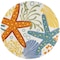 Homeroots 8' Blue Yellow And Orange Round Starfish Indoor Outdoor Area Rug 546828 - alternate 1