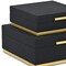 Homeroots Set of Two Black And Gold Striped Square Nesting Storage Boxes With Lids, 2PK 712928 - alternate 5