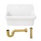 Kingston Brass 30" Ceramic Single Bowl Wall Mount Kitchen Sink with Strainer, White/Brushed Brass KGPKWS3019187 - alternate 1