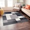 World Rug Gallery Contemporary Modern Geometric Boxes Design Non-Slip Area Rug 6 ft 6 in x 6 ft 6 in Square Gray 506GRAY6SQ - alternate 1